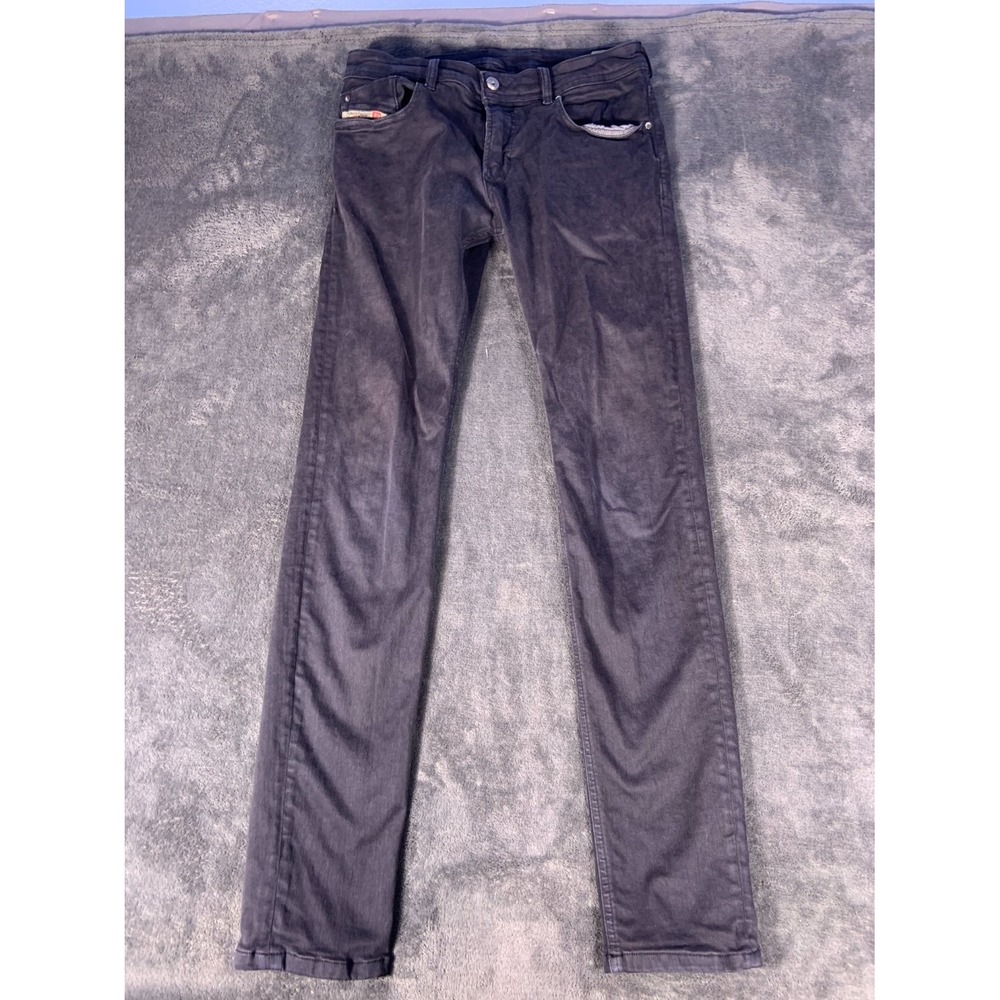 Diesel Sleenker J Boys Jeans Size 16 Gray Leather Waist Patch Skinny 30x31.5